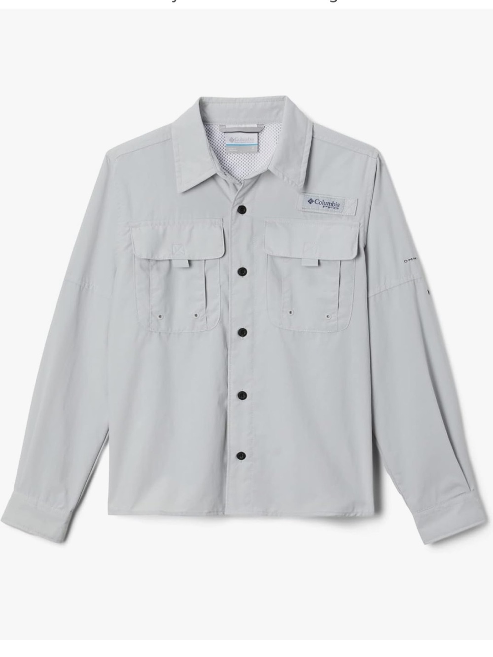 Columbia Youth PFG Bahama Light Grey Long-Sleeve Shirt - Size 14/16 Large boys